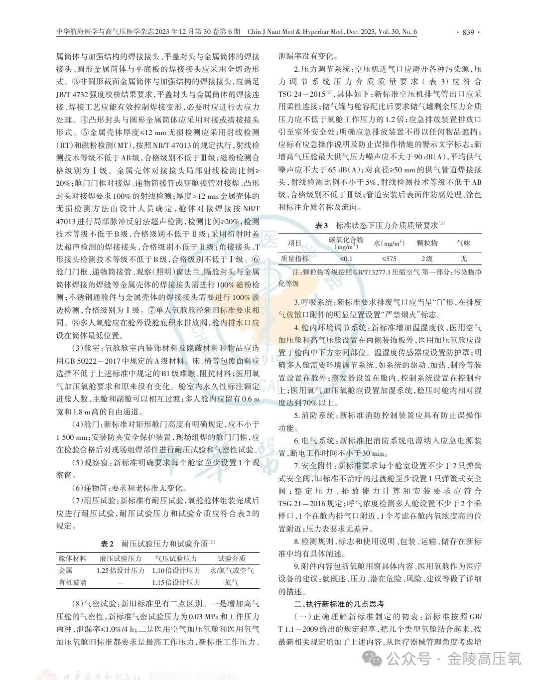 氧舱国家标准解读